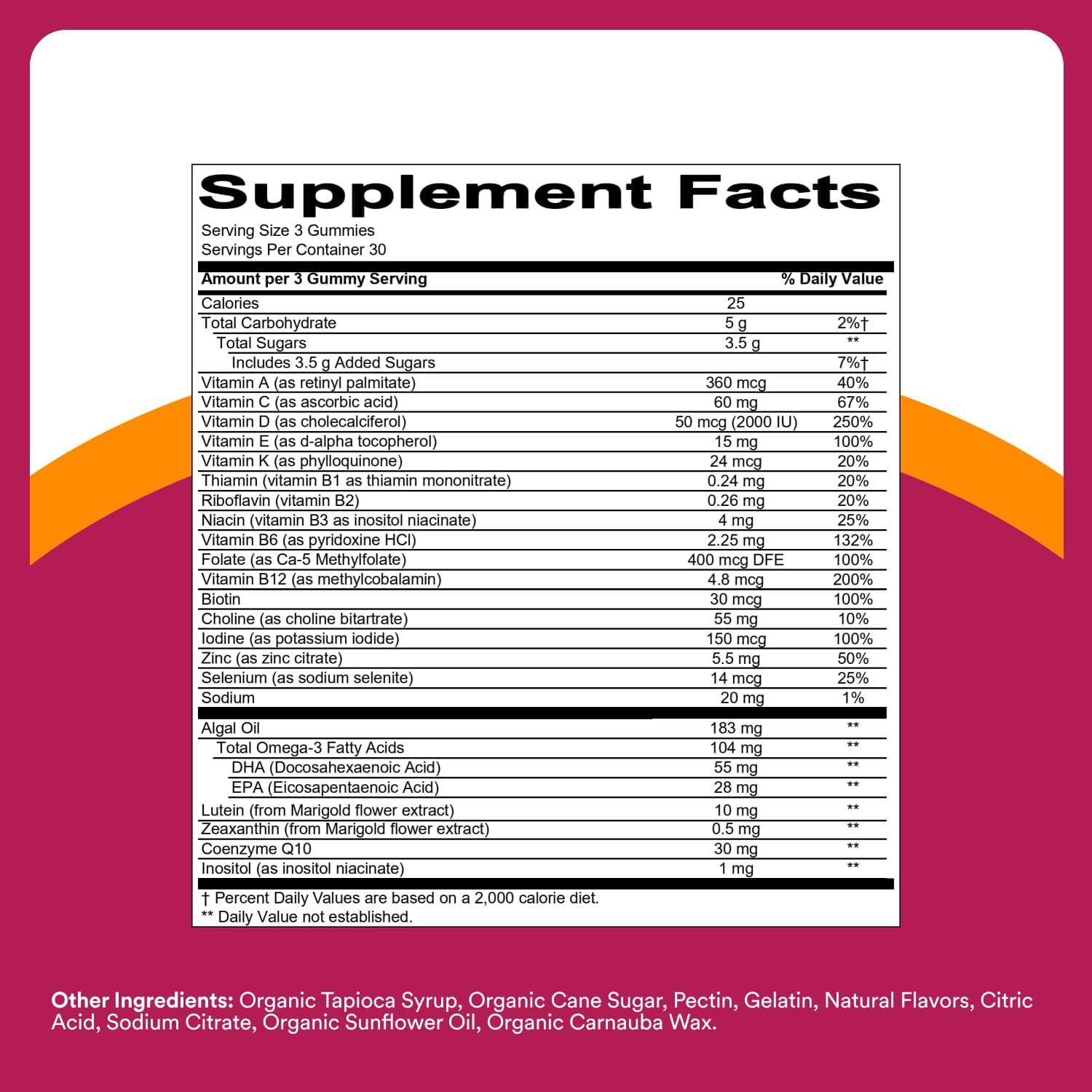 SmartyPants Multivitamin Gummy for Women 50 and Over, Omega 3 (DHA/EPA), Methylfolate, CoQ10, Vitamin D3, C, Vitamin B12, B6, A, K, Biotin, Gluten Free, 90 Count (30 Day Supply) - Image 4