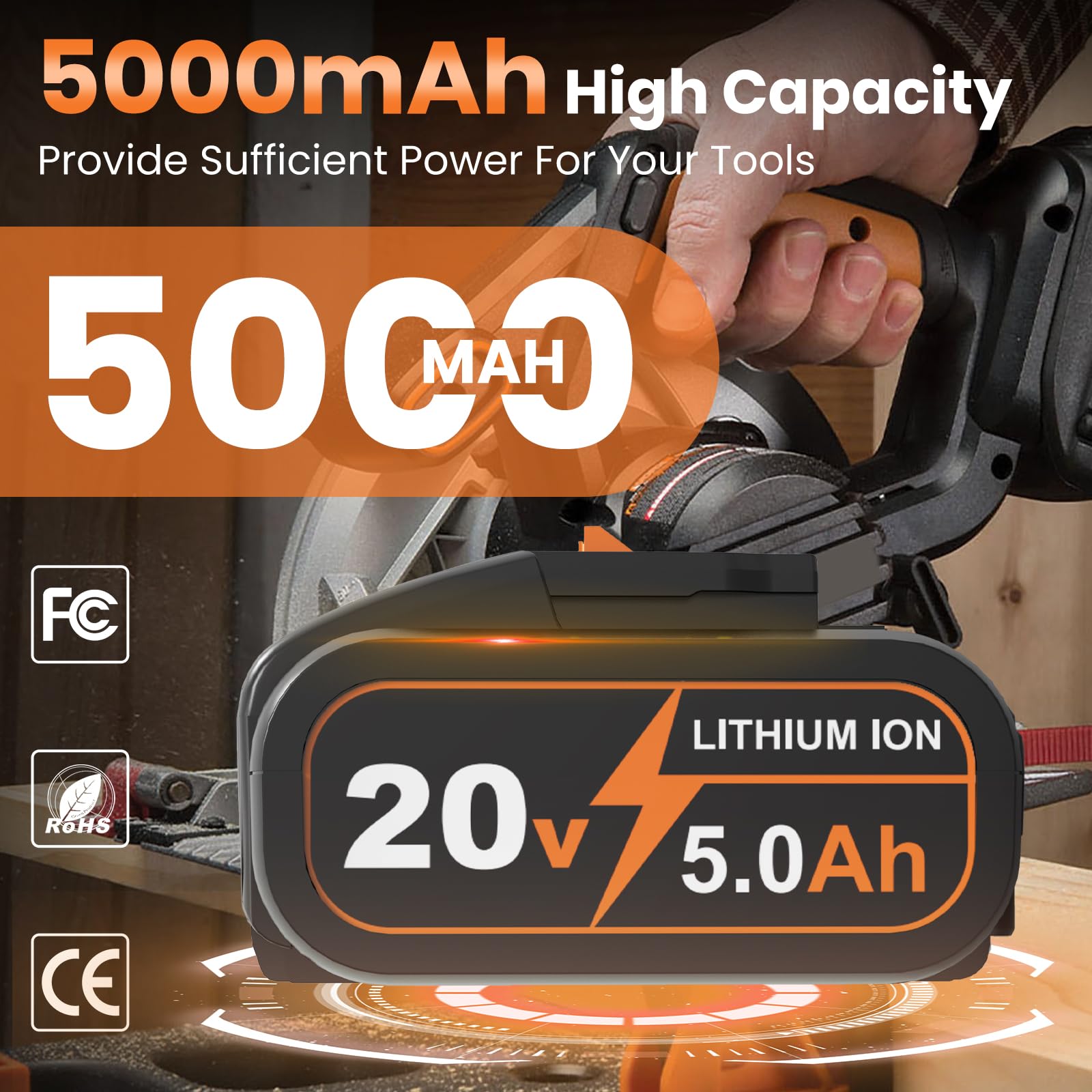 2 baterías de repuesto para Worx WA3525 WA3578 WA3520 WA3575 WX176L WX169L WX629 WG547 WG545 WG801 WG320 WX176L WX169L WX6 (2 unidades) 82L Batería 163