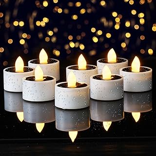 Homemory Solar Tea Lights Outdoor Waterproof, Dusk to Dawn Outdoor Lighting, Reusable LED Tea Light Candles for Lantern Ga...