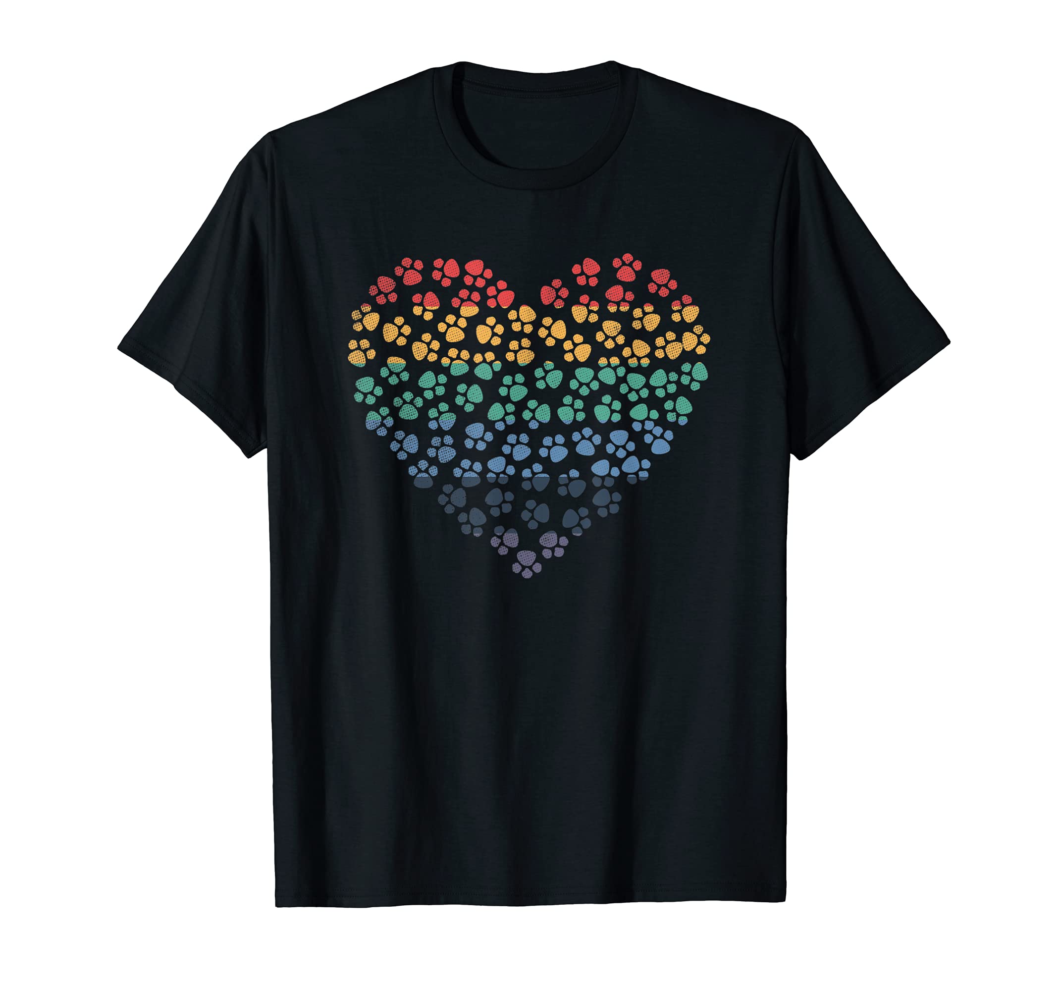Vet Tech Veterinarian Veterinary Technician Heart Pet Paw T-Shirt, Black
