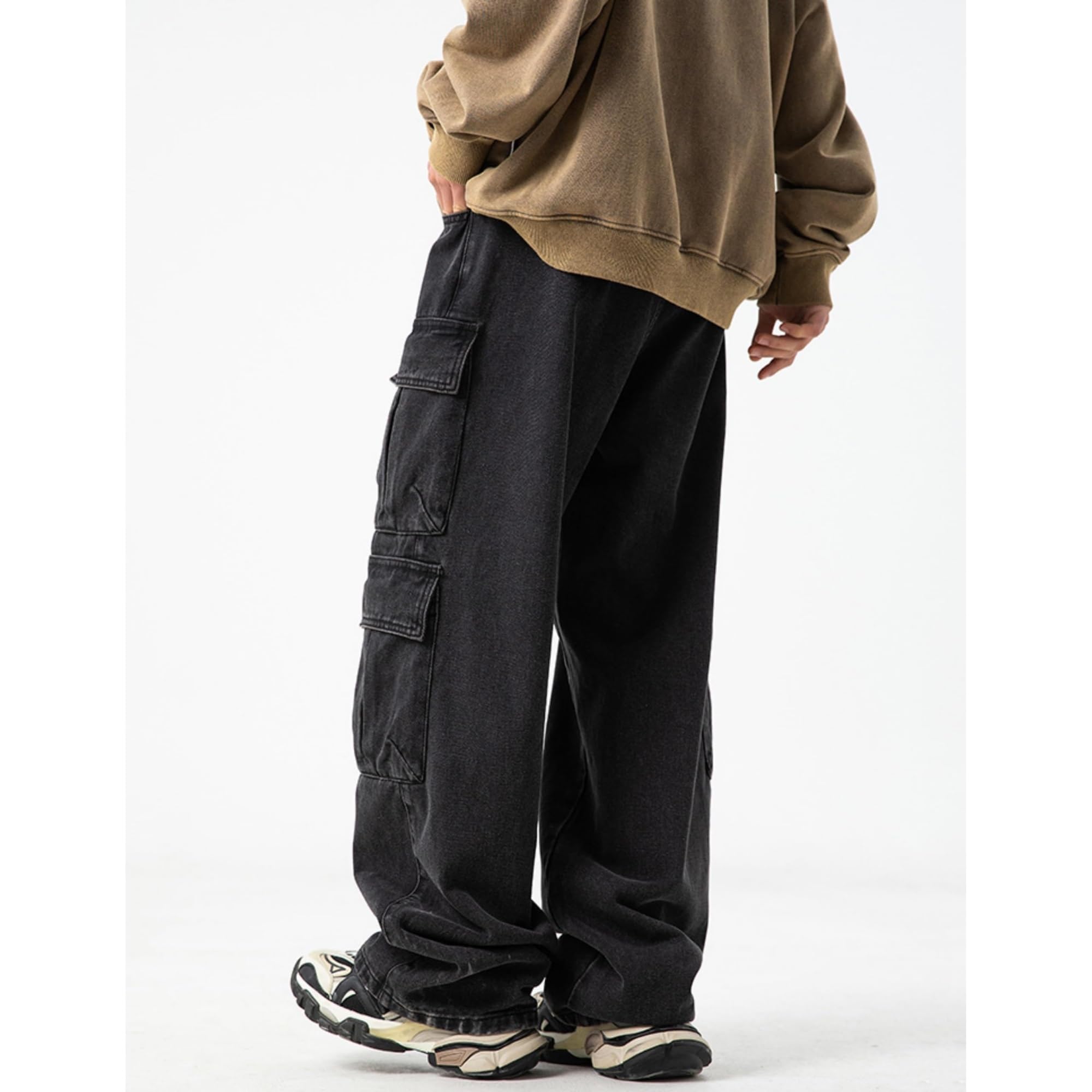 Spodnie Cargo Męskie Baggy Cargo Jeansy Hip Hop Nastolatek Streetwear Y2K Hip Hop Skateboard Spodnie z Kieszeniami