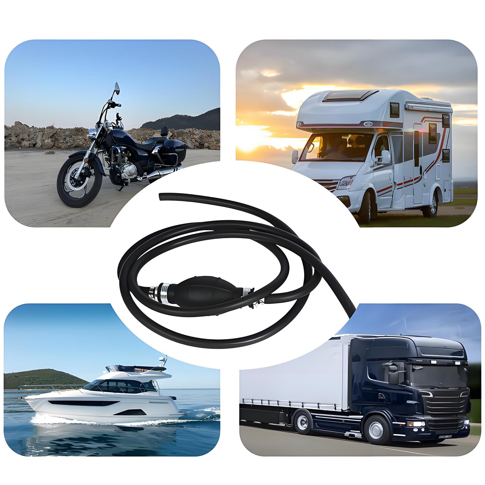 Pompe à main, pompe pour le transfert d'huile, essence, diesel et eau | Tuyau de 2m | Pompe à vide avec manche en caoutchouc | Idéale pour voiture, bateau, aquarium et jardin