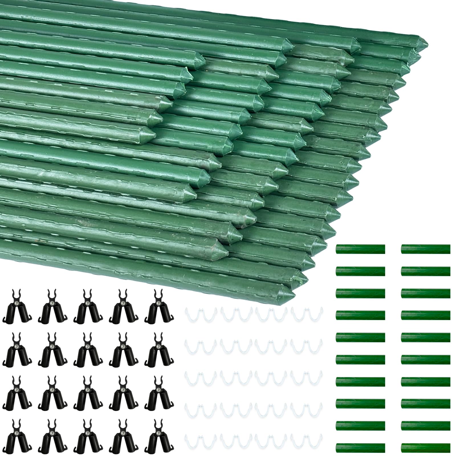 50 PCS Garden Stakes,11mm x 90cm Green Plant Support Sticks,Plants Growing Sticks,Garden Canes Vine Support Stakes for Vegetables,Plants,Shrubs and Pea