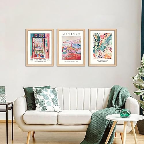 Miniatura 5 de Juego de 3 pósteres abstractos de Matisse con marco de madera, arte abstracto de Henri Matisse, impresiones en lienzo vintage para el mercado de