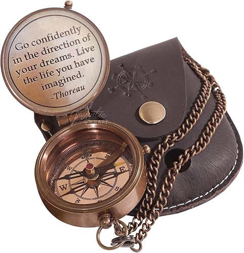 Engraved Brass Pocket Compass, Christening Religious Gift, First Communion & Baptism Gift for Boys or Girls Catholic, Graduation Day, Anniversary,