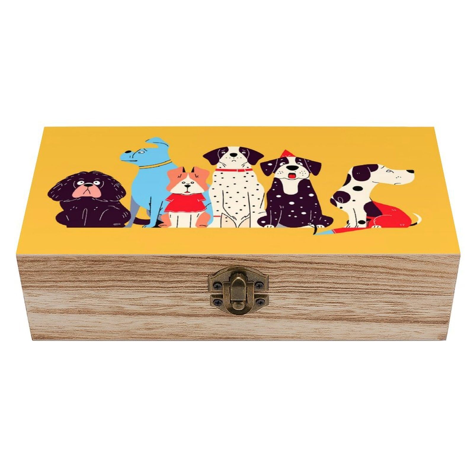 asbwuo Cute Dog Vintage Wooden Keepsake Box