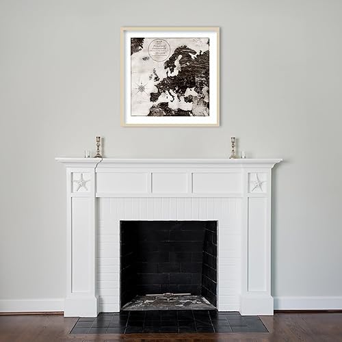 Miniatura 5 de Amanti Art Lienzo decorativo para pared, 33 x 33 pulgadas, mapa del mundo en blanco y negro III-Europa, por Marie Elaine Cusson, arte de pared de