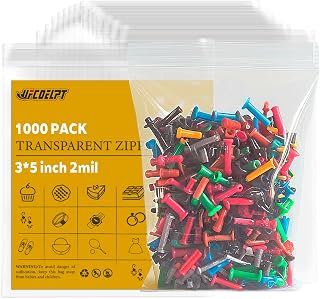 3x5 Small Plastic Zip Bags, 1000 Count, 2 Mil | Clear 2 mil resealable bags for treats, snacks, photos, jewelry and party favors. Size: 3 x 5 in. 1000 count