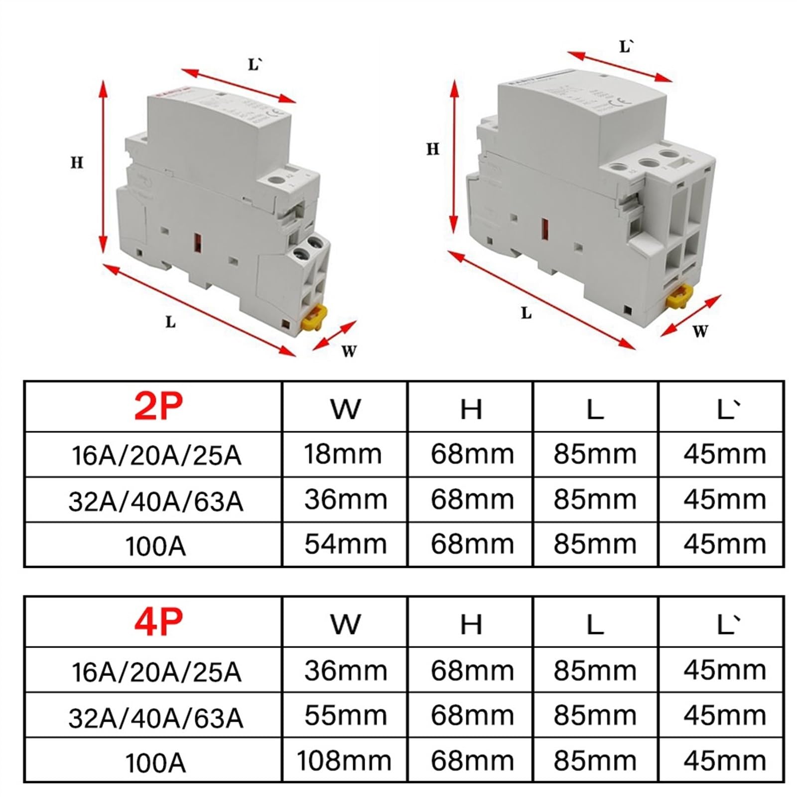 Stycznik modułowy 4P 16/20 A AC 220 V 110 50/60 Hz do szyny DIN, kontrolera przełączników (4p-AC 110 V, 20A-2NC)