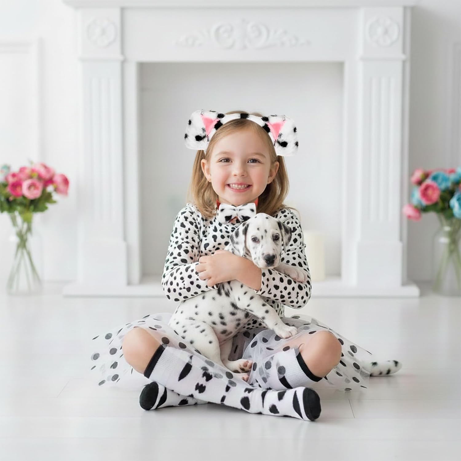 Dalmatian Costume Girls, 101 Days of School Dog Costume Set Kids Tutu Headband Accessories Halloween Animal Party - Image 5