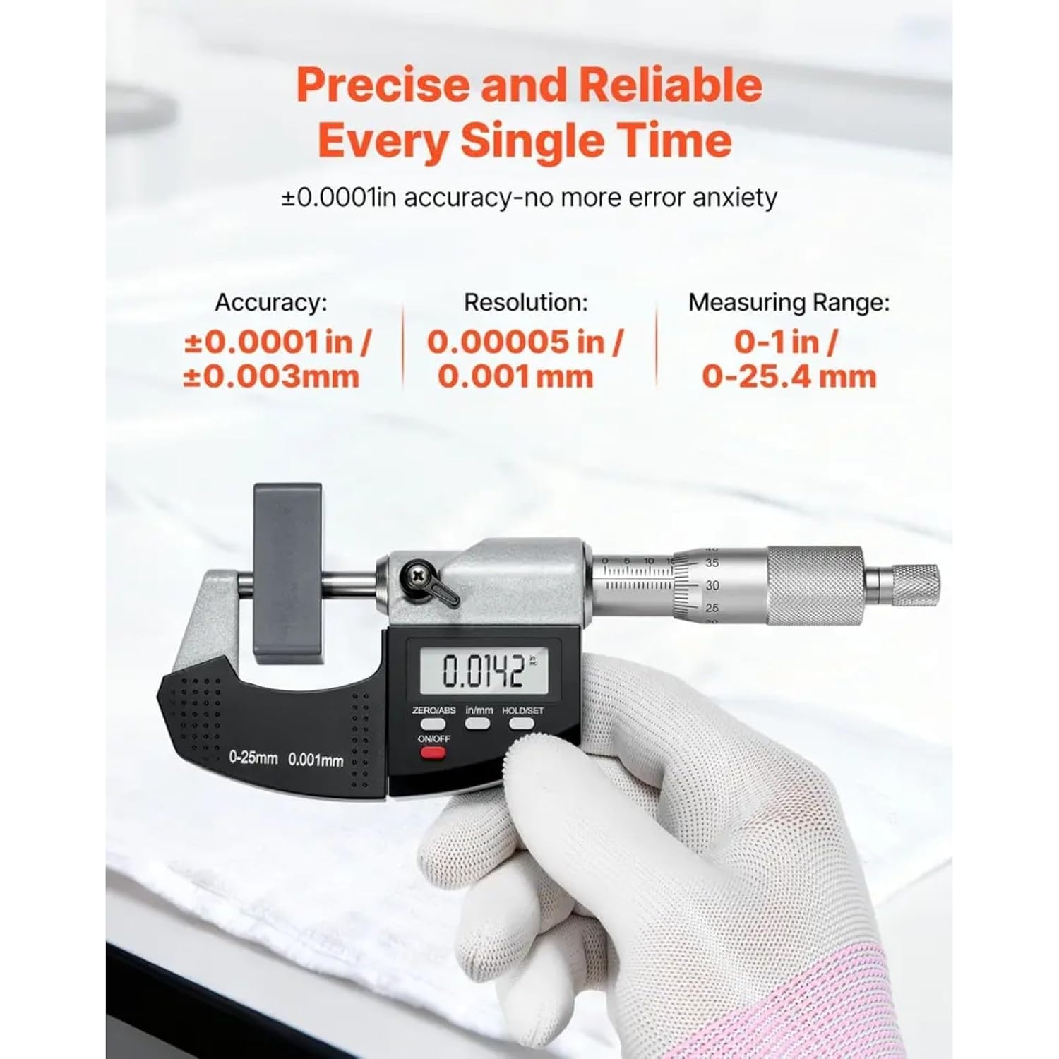Outside Micrometer Set 0-1 inch 0.00005 .0001
