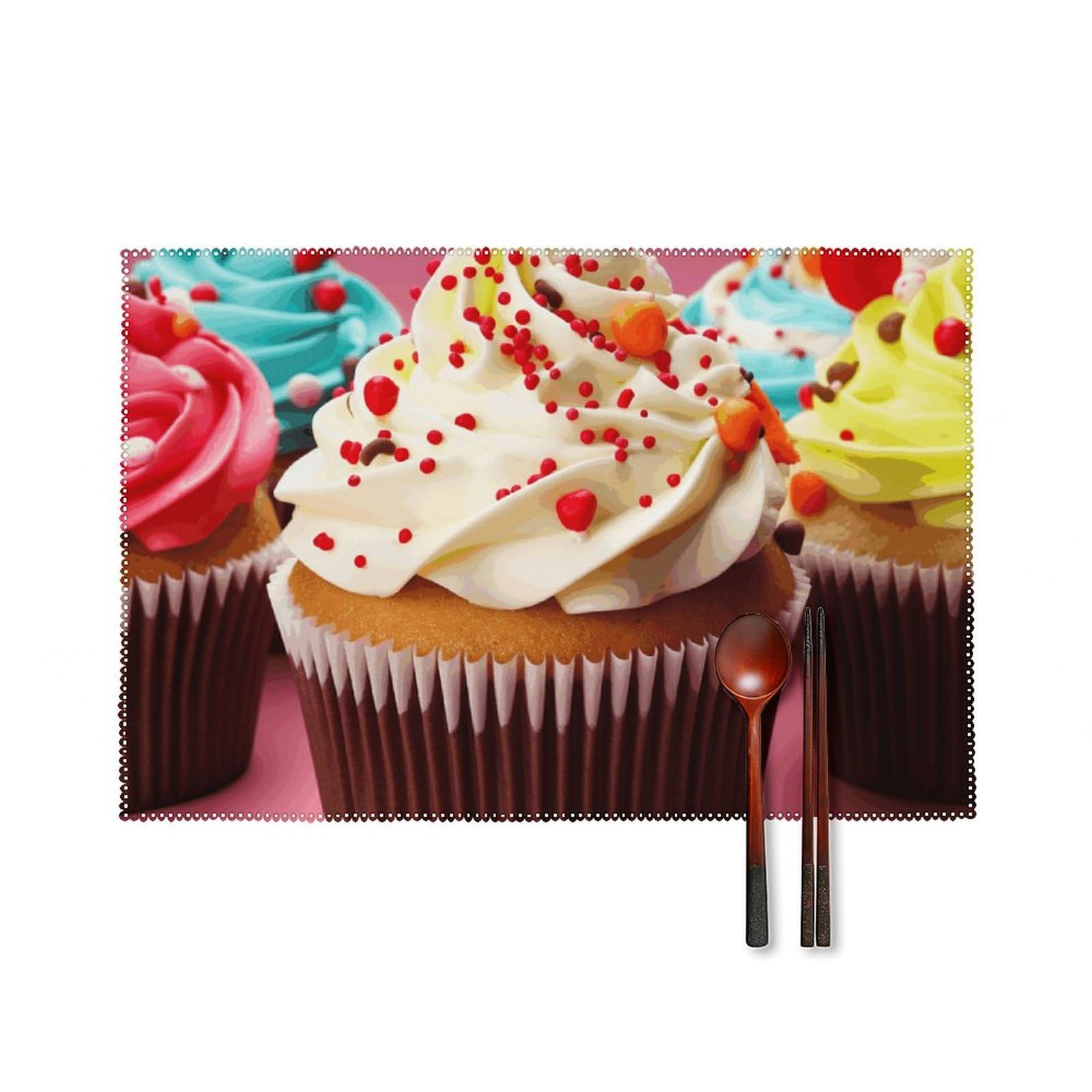 Set de table cupcake en toile lot de 6 pièces lavables 45x30 cm
