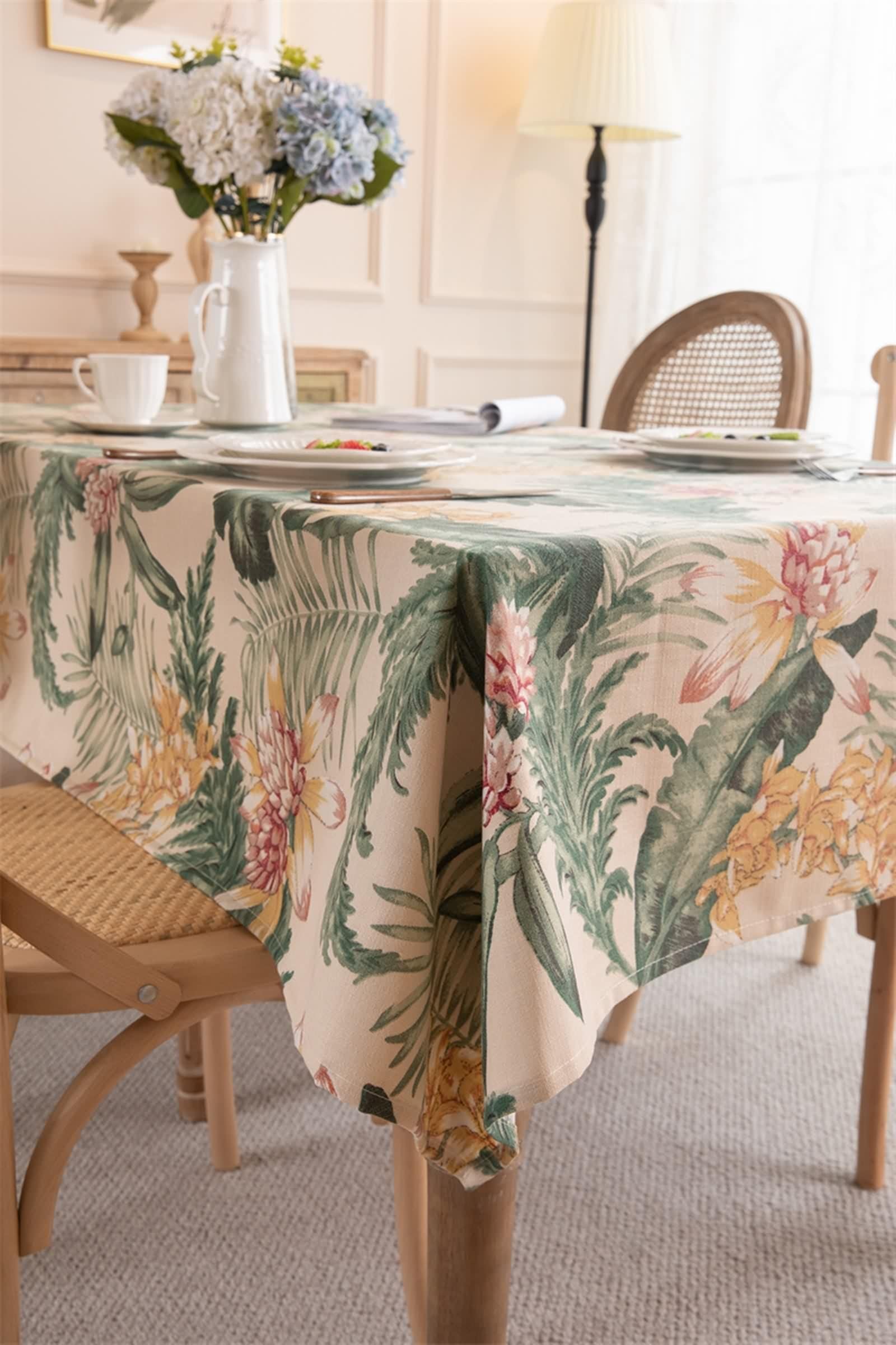 Tovaglia 90X90 Quadrata, Tovaglia Tavolo Salotto Colorato Poliestere Fiore Stampato Copritavolo per Soggiorno Cucina