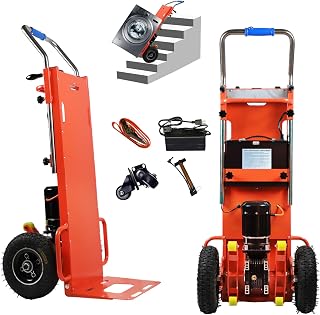 Electric Stair Climbing Dolly, Heavy Duty Cart 880lbs Capacity 1200W Motorized Hand Truck with Foldable Design for Moving Furniture Fridge Appliance(Orange)