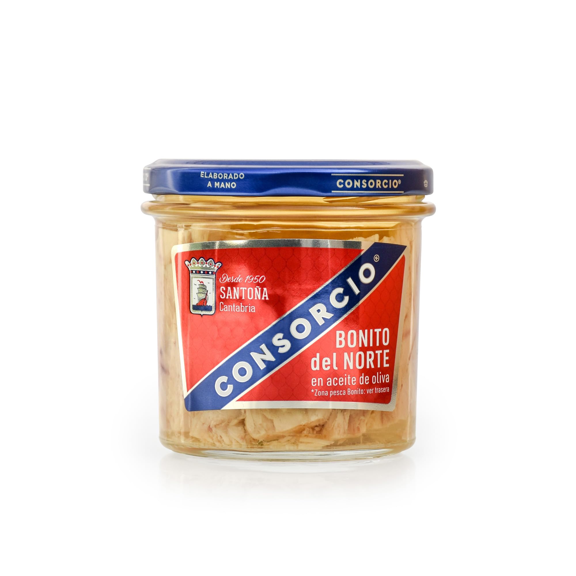 Consorcio - Bonito del Norte en Aceite de Oliva | 12 Tarros de 220gr, Total de 2640 gr | Bonito de Santoña con Aceite de Oliva y Sal en Tarro | 100% Natural (220g-150g)