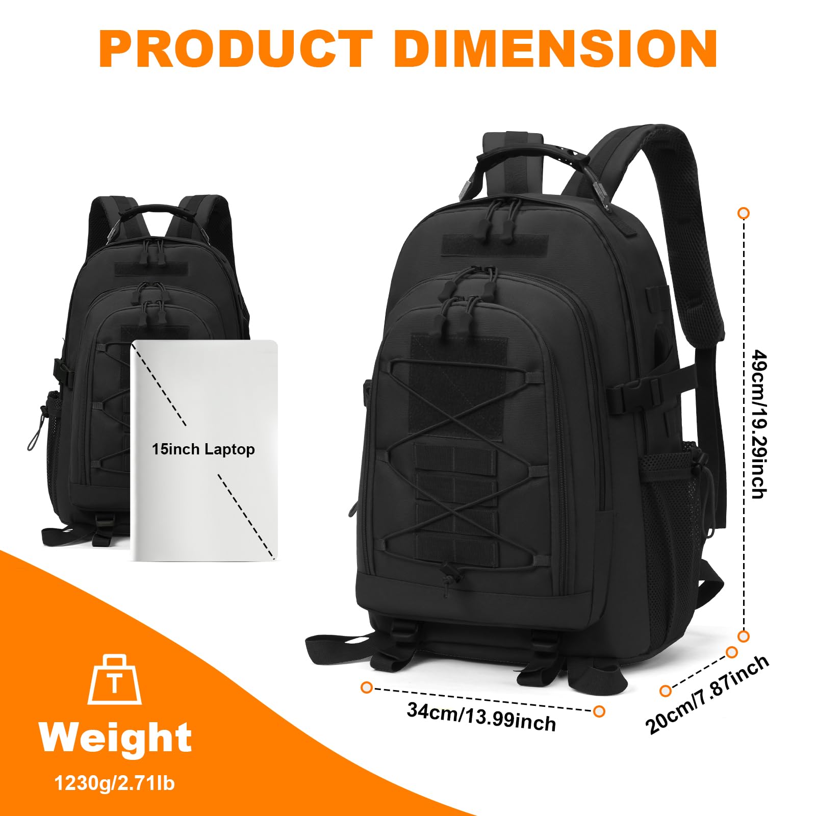 VINBAGGE 35L/40L Sac à Dos Randonnée Sac à Dos Militaire Tactique Molle Sac à Dos Multifonction pour Outdoor Voyage Trekking Camping Chasse