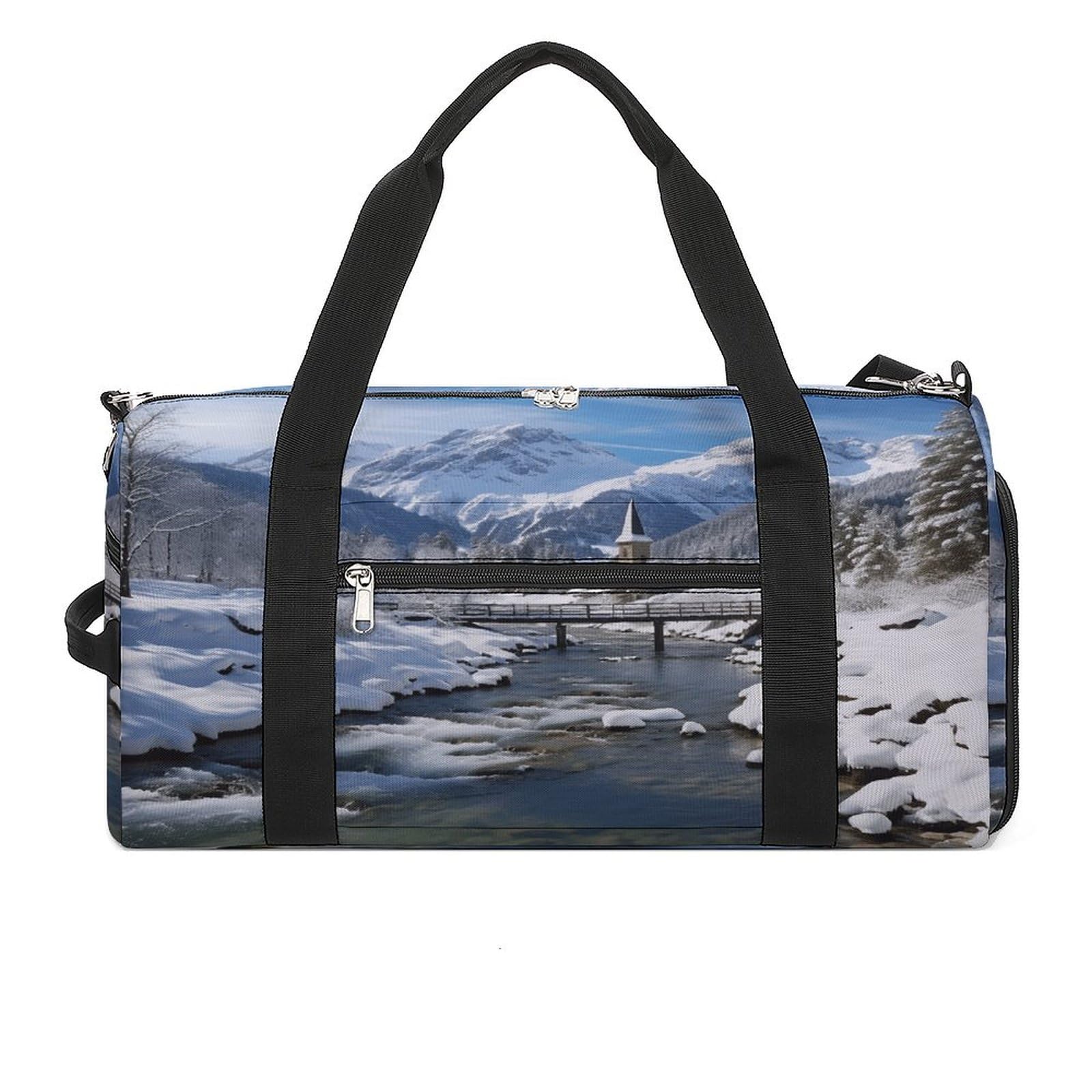 Turnbeutel für Damen Herren Winterlandschaft in den bayerischen Alpen Print Turnbeutel wiederverwendbar Turnbeutel Turnbeutel Turnbeutel mit Schuhfach Style One Size Modern, Stil:, Einheitsgröße,