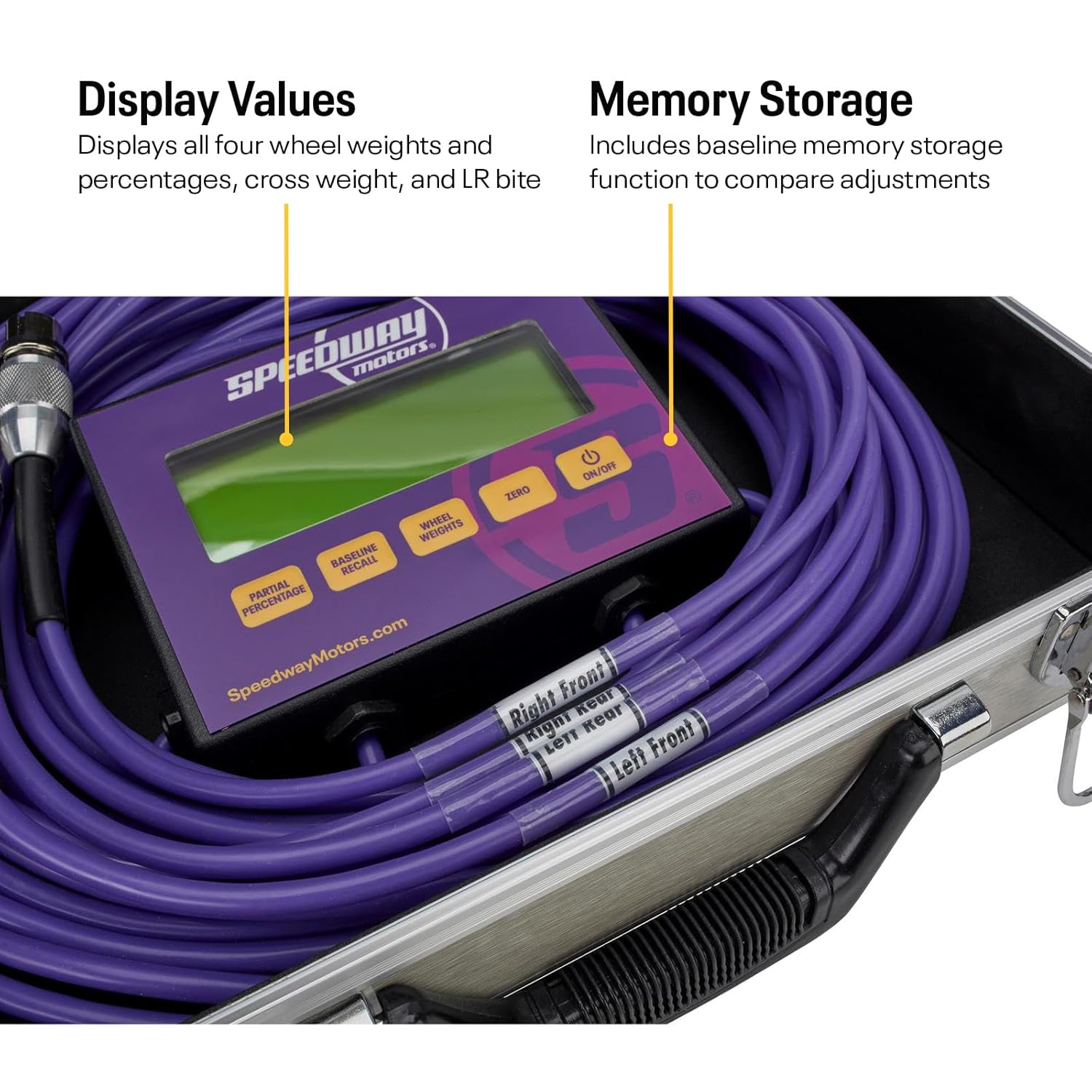 1 Weigh Electronic Race Car Scale System: 6,000 LB Capacity, Corner Weight, Cross Weight & LR Bite, 15x15 Inch Pads, LCD Display, Portable Case, Racing Computer Wheel Scale