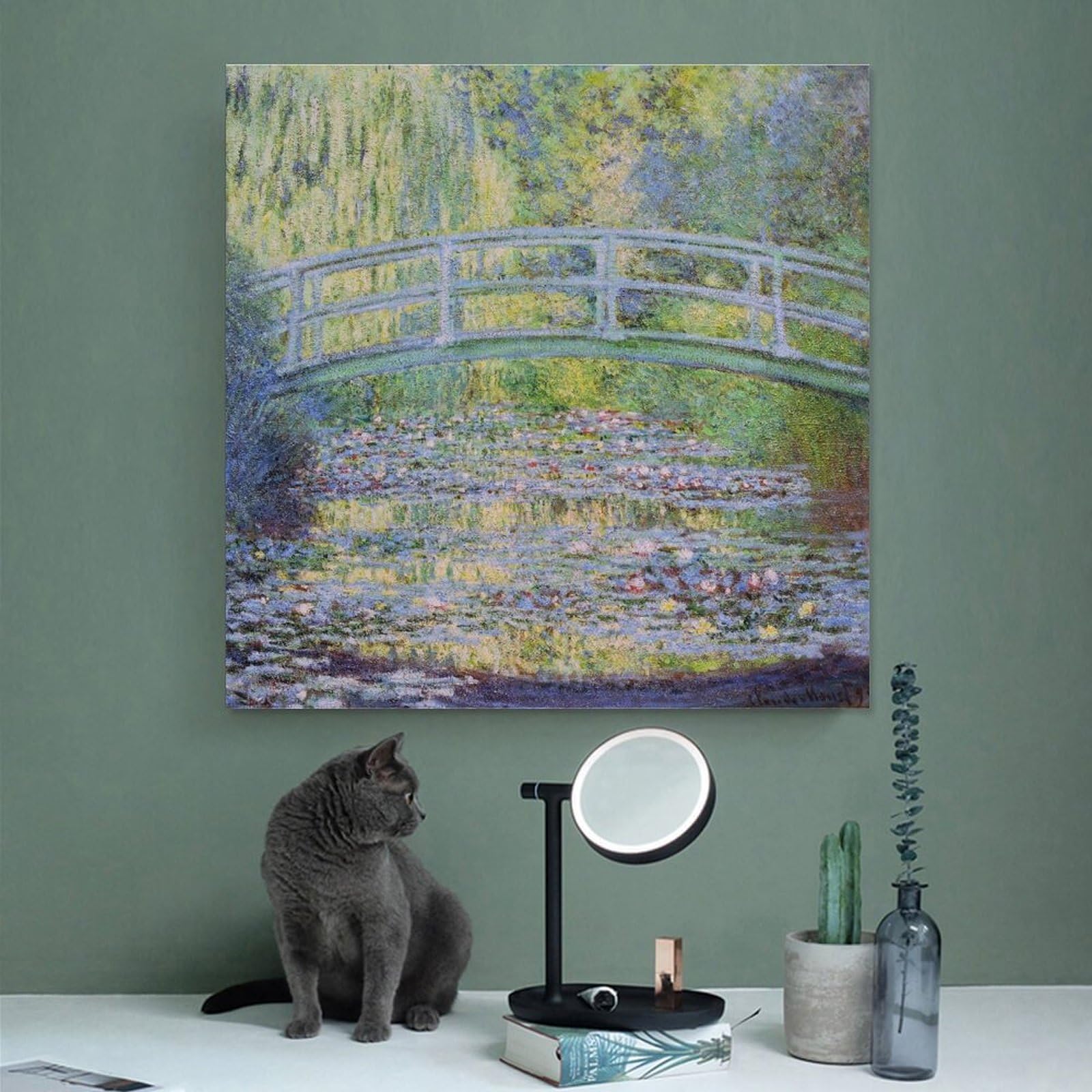 Amazon.co.jp: クロード・モネの「睡蓮の池と日本の橋」壁掛け版画