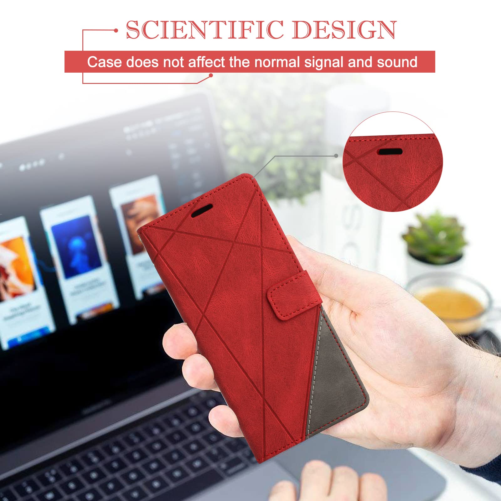 Nokia X10 / Nokia X20 Case, Premium PU Leather Shockproof Wallet Flip Case Cover for Nokia X10 / Nokia X20, Red — view 7