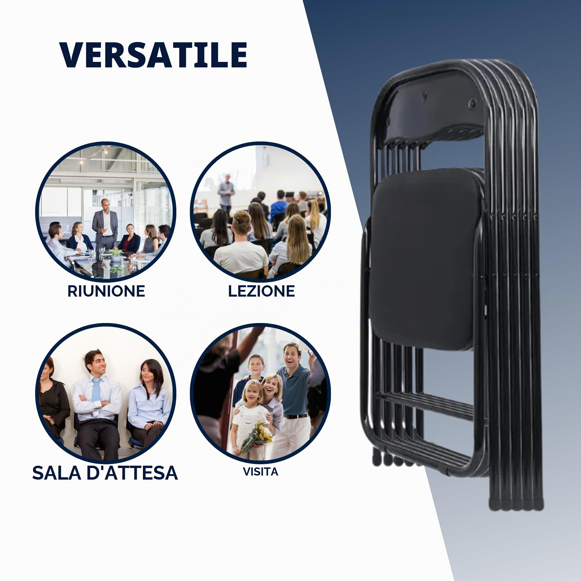 Albatros Manitu - Set di 4 sedie pieghevoli, telaio in metallo resistente, pieghevole, per visitatori