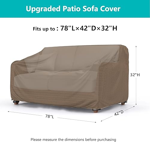 Miniatura 9 de Funda impermeable para sofá de patio, funda resistente para sofá de 3 plazas, con ventilación de aire y asas, 60 pulgadas de largo x 34 pulgadas de
