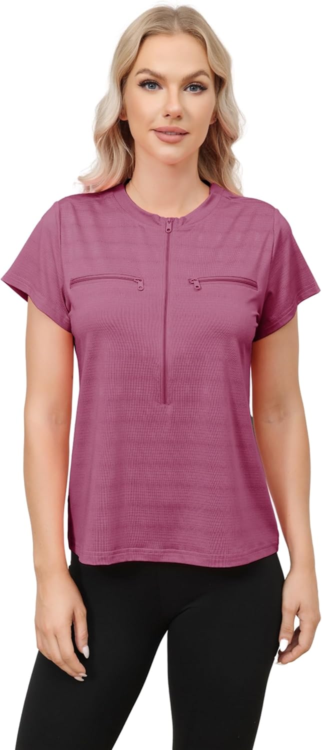 Women Chemo Shirts for Port Access 2-Side Snap Shoulder Surgery & Dialysis Recovery Shirts, Lightweight & Breathable