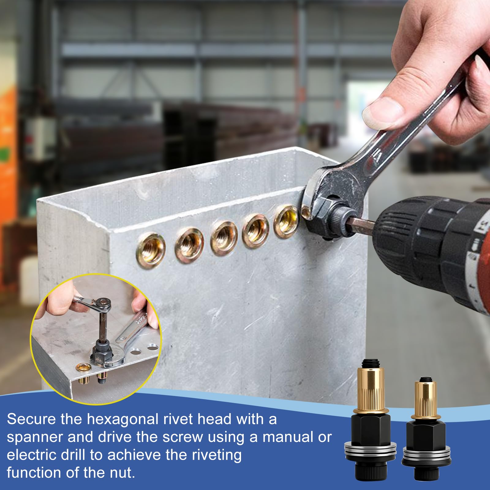 Set di pinze per dadi rivetto M3-M10, 6 pezzi con 60 dadi, strumento manuale