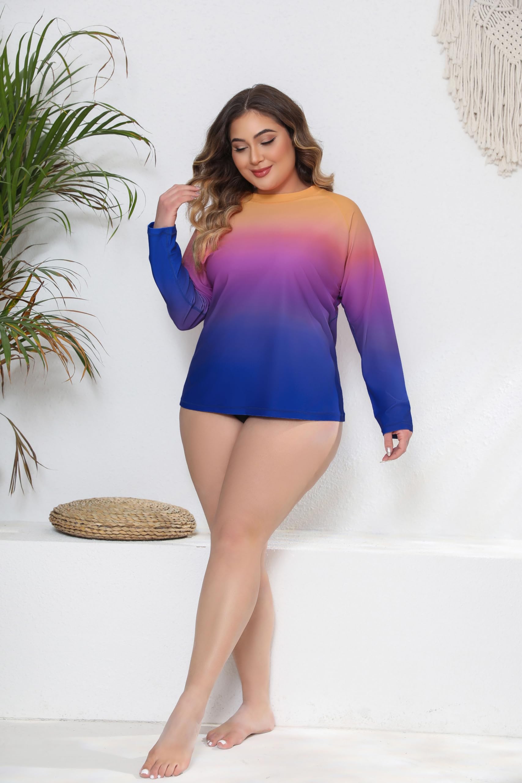 Halcurt Camiseta UV para Mujer, Talla grande, protección Solar UPF 50+, protección Solar, Camiseta de natación UV, Secado rápido, 1X-4X