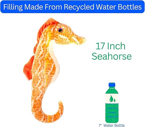 Miniatura 2 de The Petting Zoo Peluche de caballito de mar, regalos para niños, animales marinos Earth Keeperz, juguete de peluche Zoologee Orange Sealife, 15