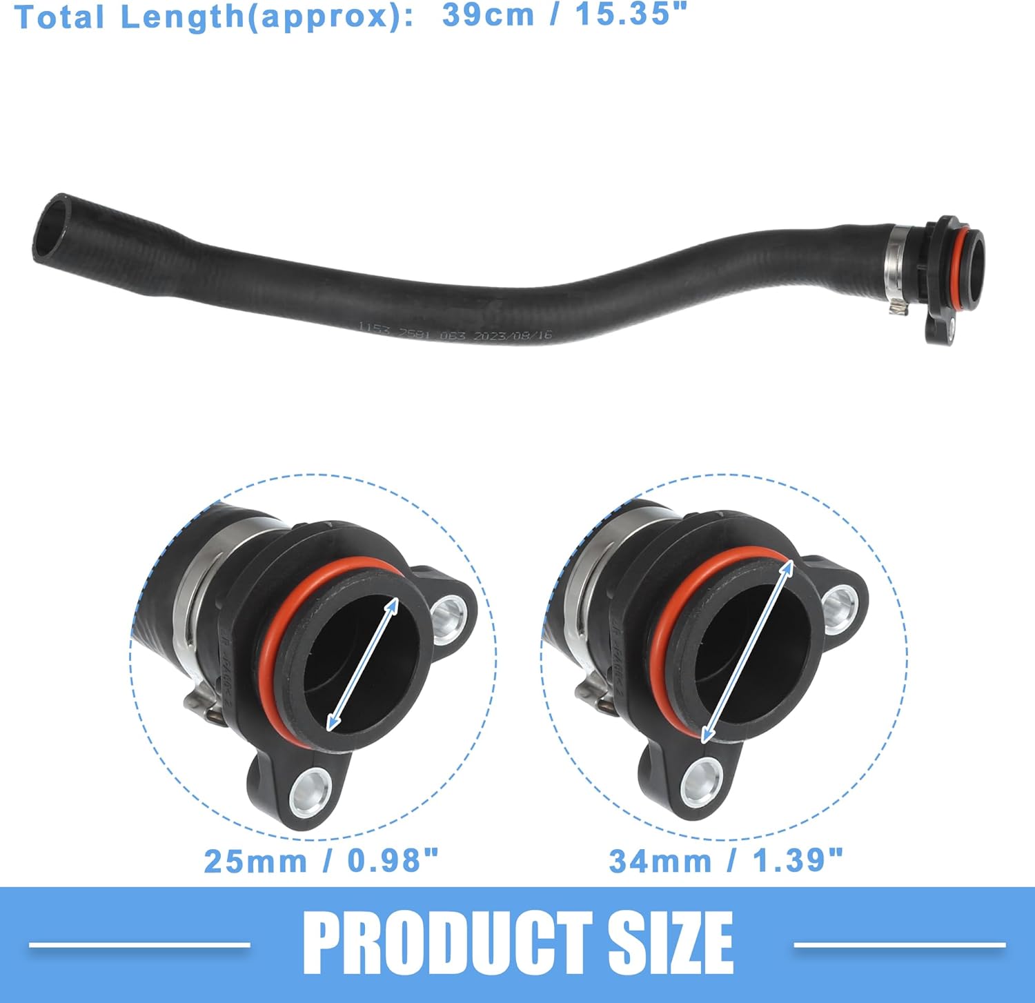 Radiator Coolant Hose No.11537581063 for BMW 528i Base 3.0L L6 - Gas 2011 Rubber Black