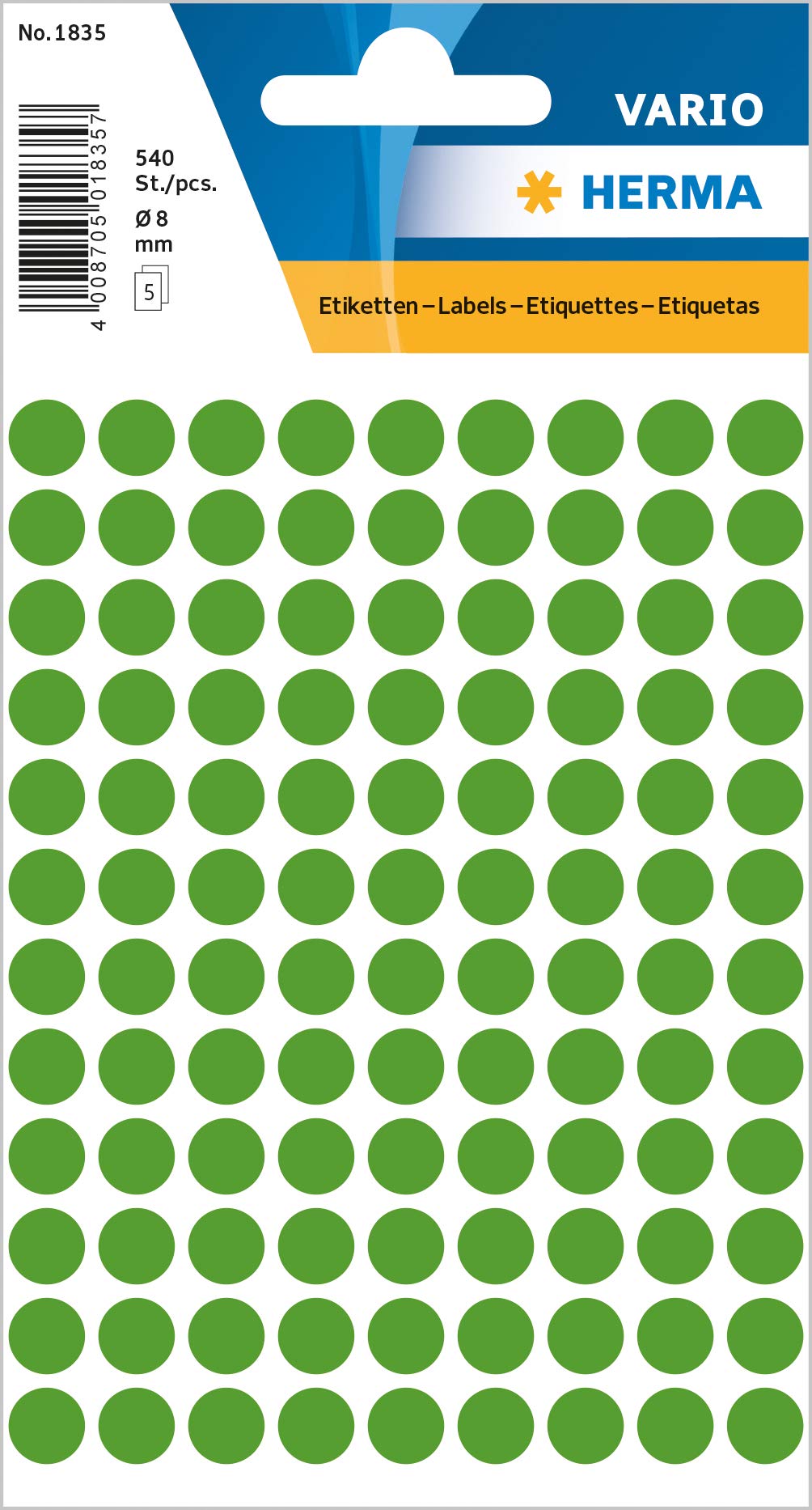 HERMA Multi-purpose labels ø 8mm dark green 540 pcs. - Etiqueta autoadhesiva (Verde, 8 mm, 540 pieza(s))
