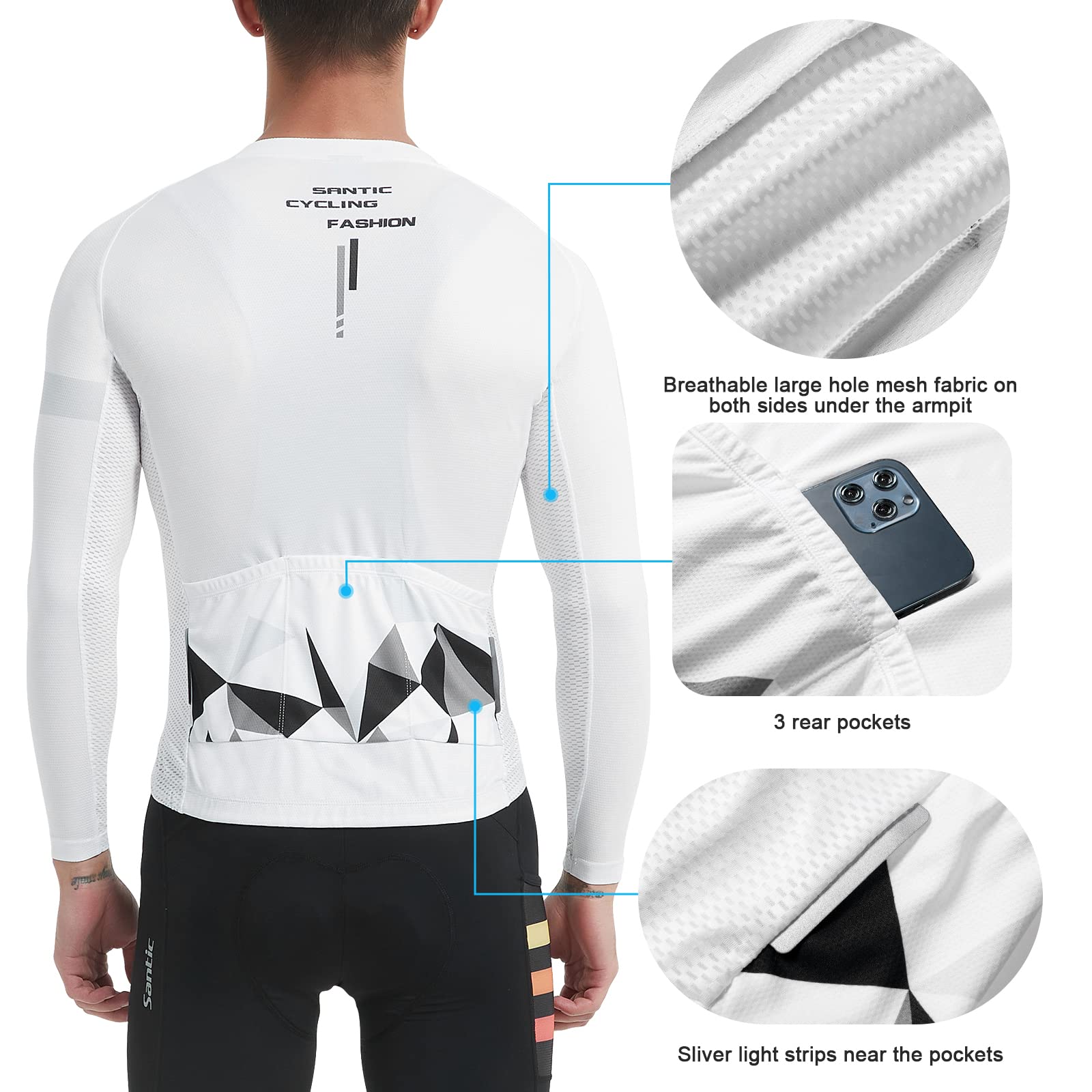Santic Maglia Ciclismo Uomo Lunghe Maglia Bicicletta Uomo Maglie Ciclismo