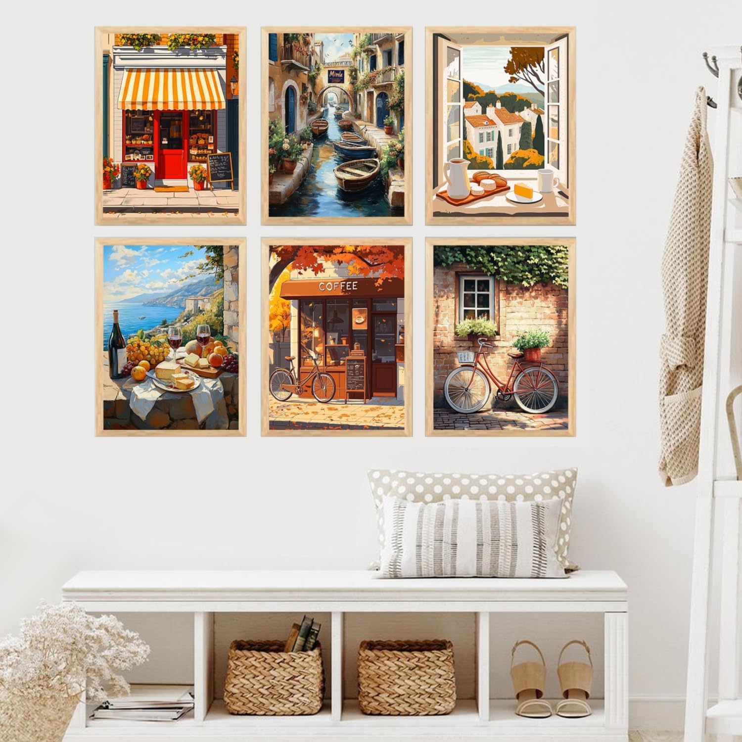 European Cityscape Wall Art - 6 Vintage Cafe Paintings -8