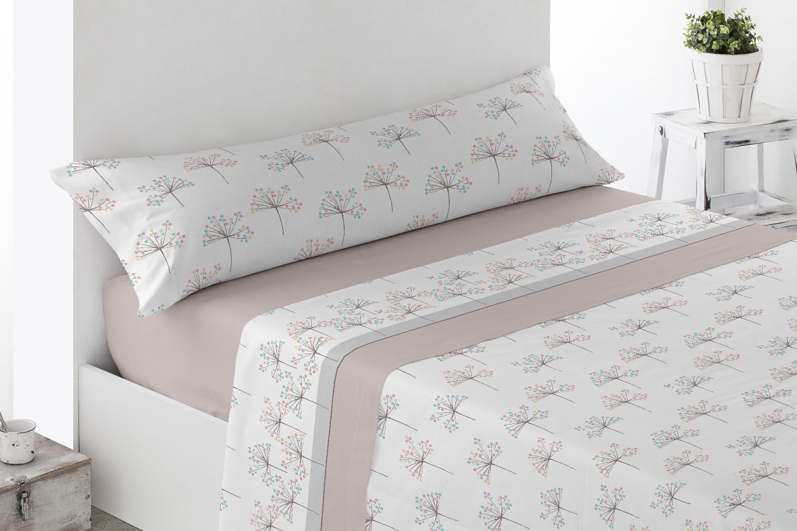Energy Colors Textil-Hogar Juego de Sabanas Verano Estampada con 3 Piezas, Bajera Ajustable, Encimera y Funda Almohada (Ashly, 90)