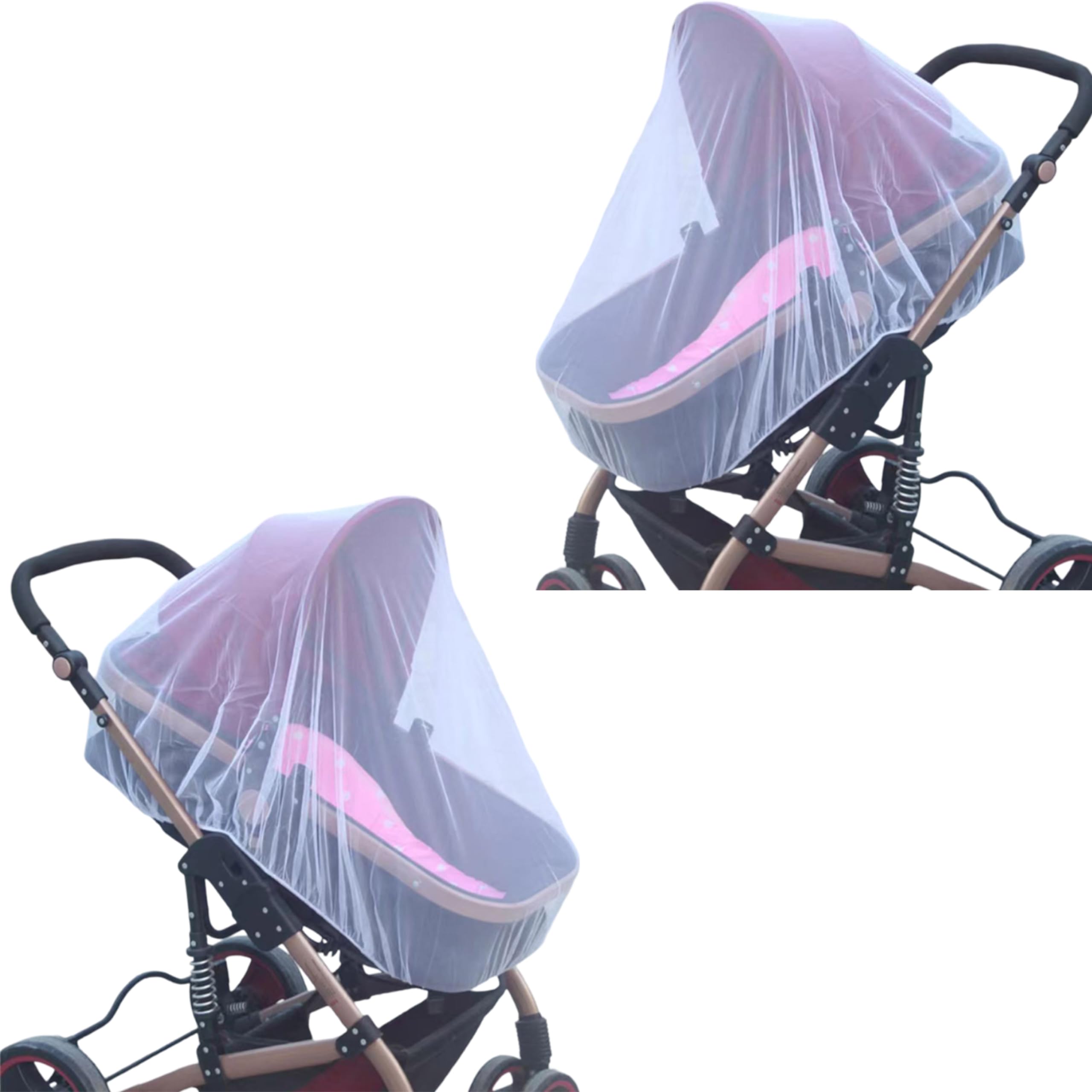 Bembika Baby Stroller Mosquito Net The Ultimate Mosquito Net for Kids, Perfect Pram Net Cover, Ideal Mosquito Net for Baby Strollers and Prams, Compact and Stylish in Nature (White)-image-48