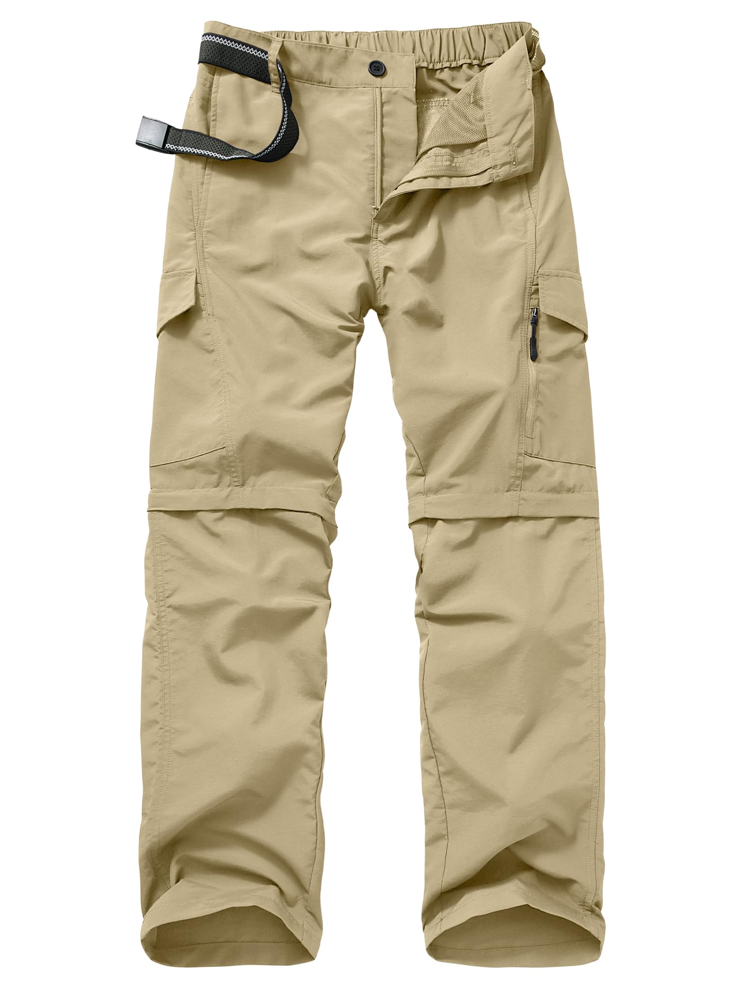Mens Hiking Pants Convertible Outdoor Waterproof Quick Dry Zip Off Lightweight Travel Fishing Boy Scout Pants6088-khaki-36