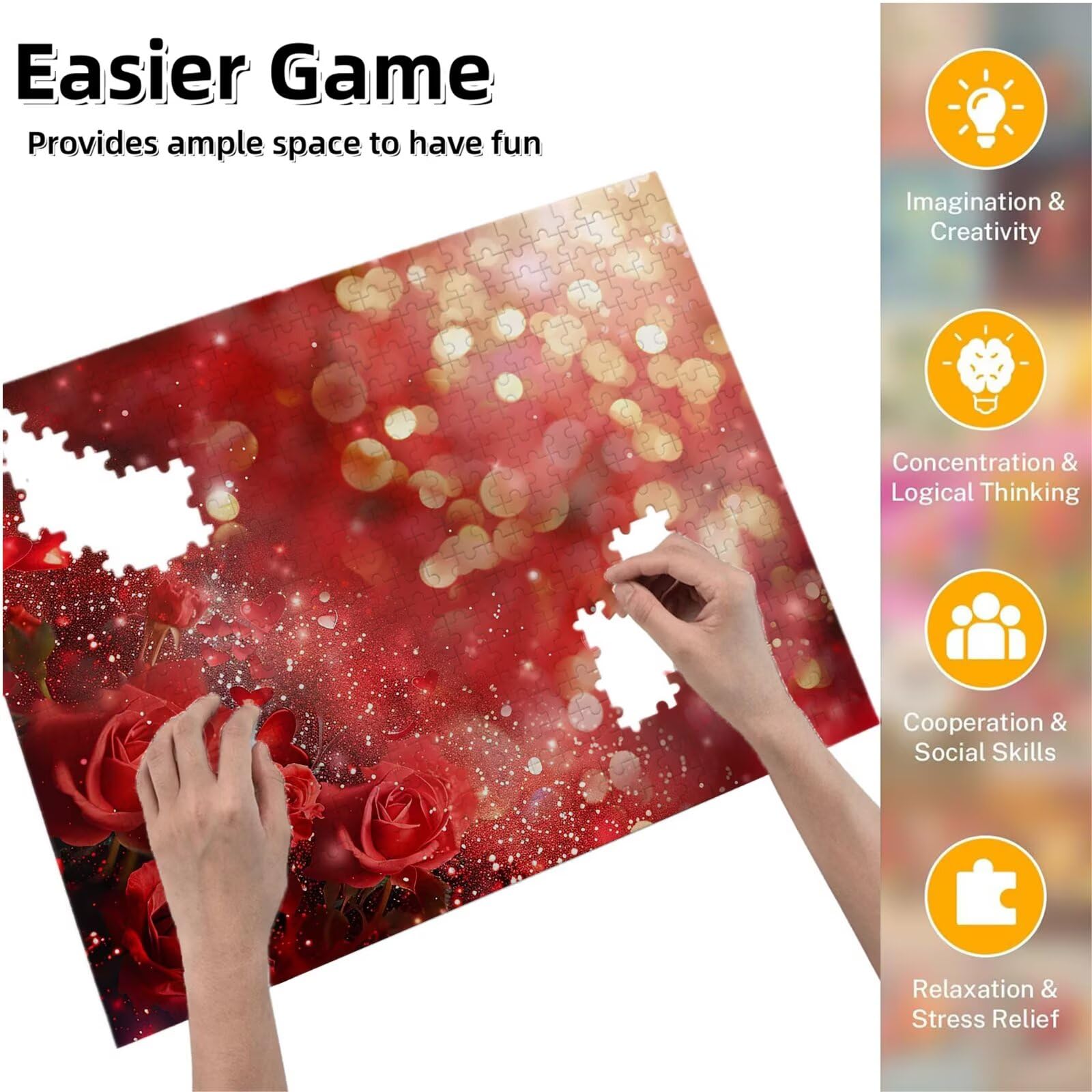 Jigsaw Puzzle, 6000 Pezzi Puzzle Classici, Rosso Puzzle Rilassamento Intelligence, Mpossibile Difficile Puzzles impegnativo per adulti Puzzles per Gioco Familiare, Regalo per Amore Amico Rosa K0F-135