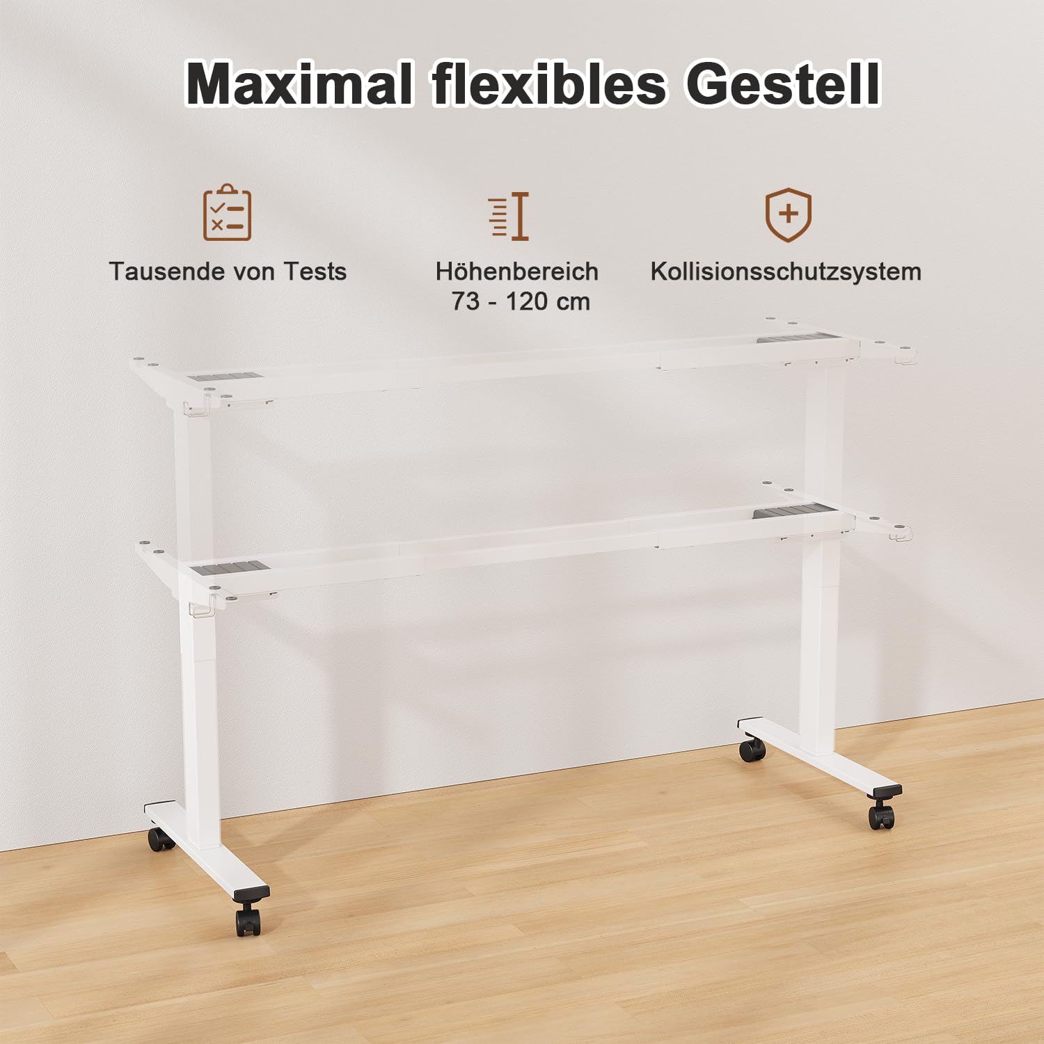 JUMMICO Höhenverstellbarer Schreibtisch Gestell mit 2 Starken Motoren, 100KG Belastbarkeit,Schreibtischgestell Höhenverstellbar mit 3 Speicherplätze & Type-C Ladeanschluss für Büro & Homeoffice