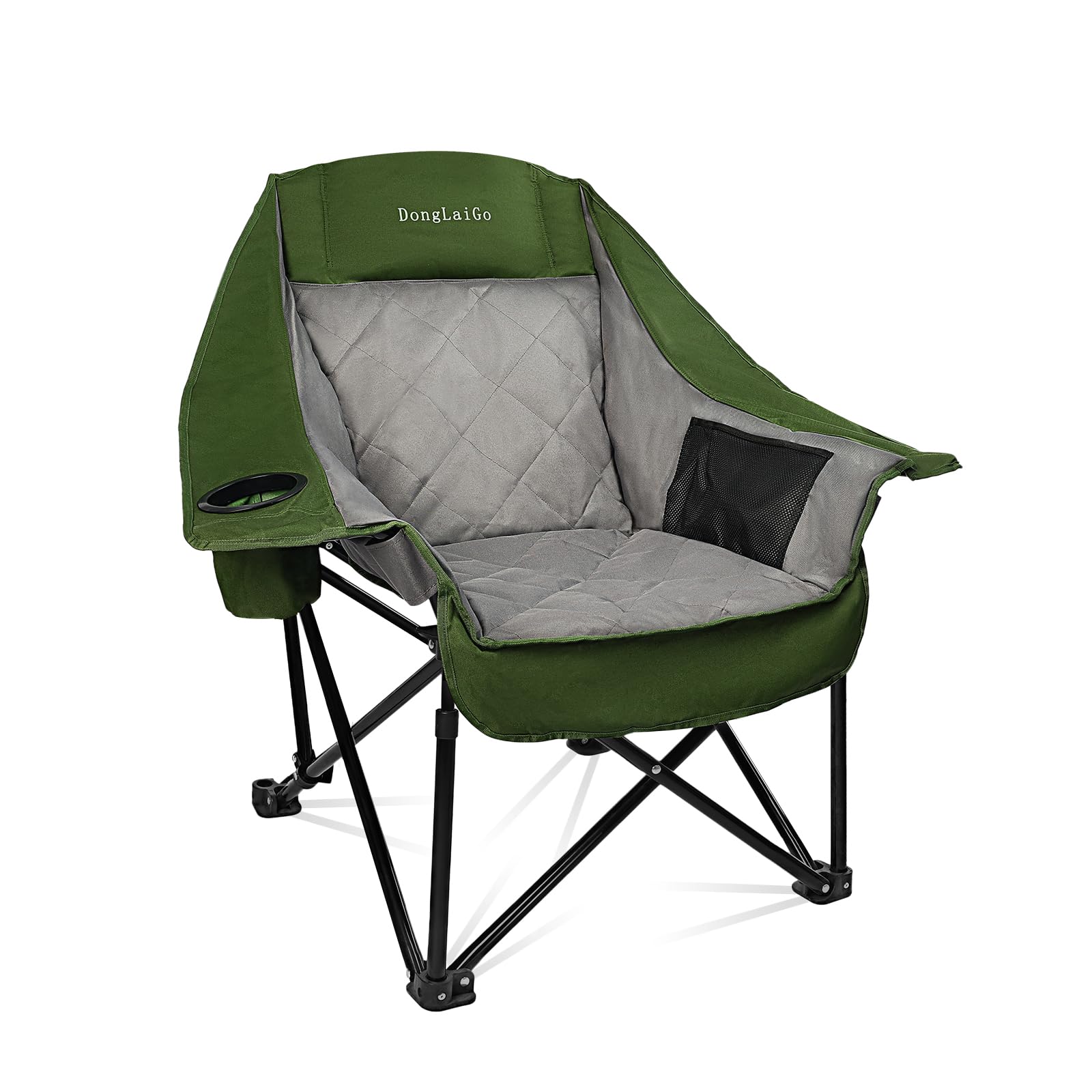 Camping Chair, Oversized Portable Camp Chair, Folding Outdoor Chair with Side Pocket and Cup Holder, Heavy Duty Camp Chair up to 400lbs, Large Camp Lounge Beach Chairs for Outdoor, Sports, Fishing