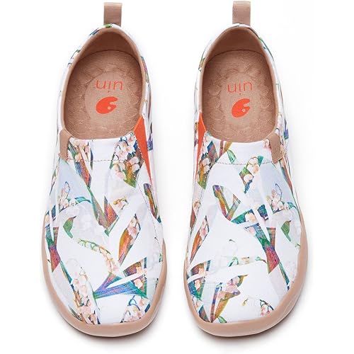 UIN Women's Blossom Slip On Shoes Colorful Comfortable Lightweight Art Travel Sneakers Casual Floral Stylish Everyday Loafers