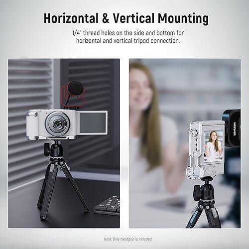 Miniatura 7 de NEEWER ZV-1F ZV-1 II L Placa compatible con Sony, soporte de metal L con agarre de cuero blanco, roscas de 14 pulgadas, base de arco para montaje