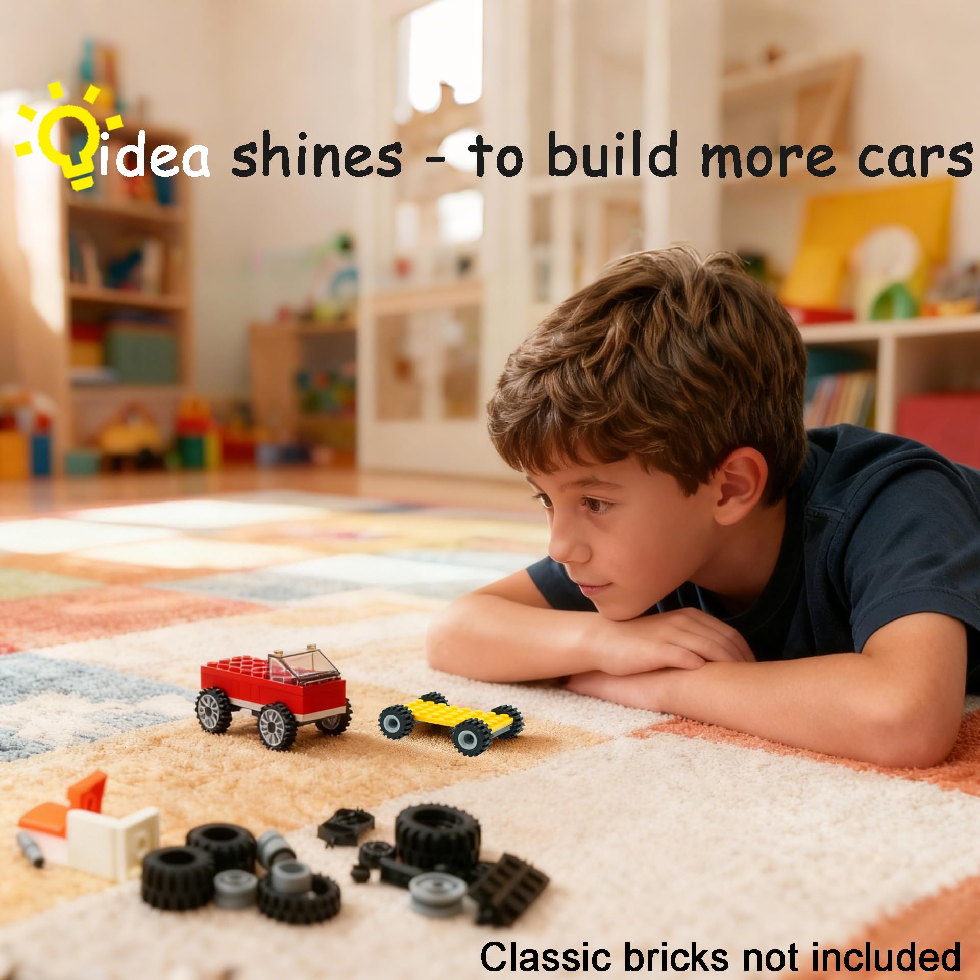 Pamvava Wheels and Axles Sets Building Blocks Tires, 298 Pieces City Car Parts, Windshield Vehicle Accessories Construction Boys Toy - Image 4