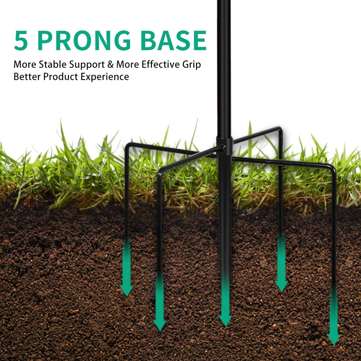 Perfin Shepherds Hook 48 Inch, 1/2 Inch Thick, Strong Premium Metal and Rust Resistant Shepards Hooks for Outdoor Bird Feeders, Hanging Plant Stand, Solar Lights, Lanterns, Weddings & More (Pack of 2)