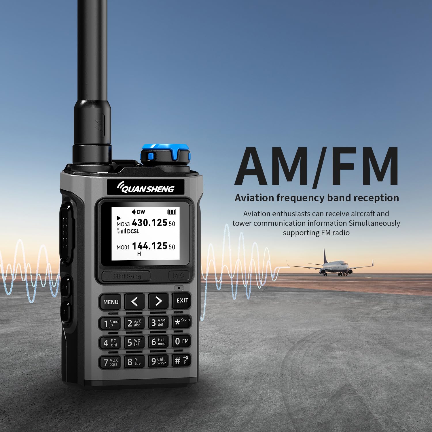 QUANSHENG UV-K1 Walkie-Talkie Handheld Ham Radio, Air Band Receive 50-600MHz, Wireless Copy, One Key Frequency Match, Type-C Charging, NOAA Weather, 200 canali, VOX, radio portatile a due vie