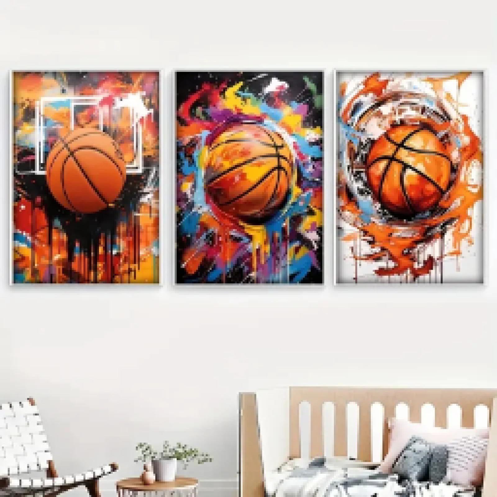 ZHUOYA Graffiti graffiti graffiti obraz dekoracyjny, plakat do koszykówki, dekoracja pokoju do koszykówki, plakat na płótnie, 70 x 110 x 3 cm, bez ramy