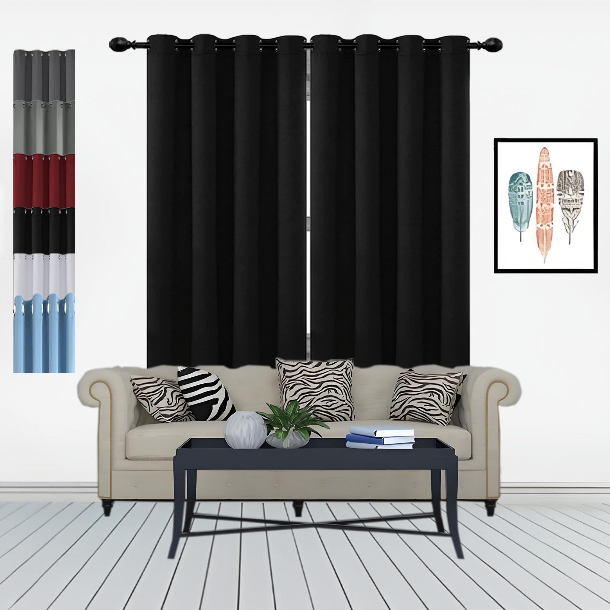 Blackout ains 120 x 140 cm - Cortinas térmicas con reducción de ruido y bloqueo de luz para dormitorio, ahorro de energía, opacas, color negro