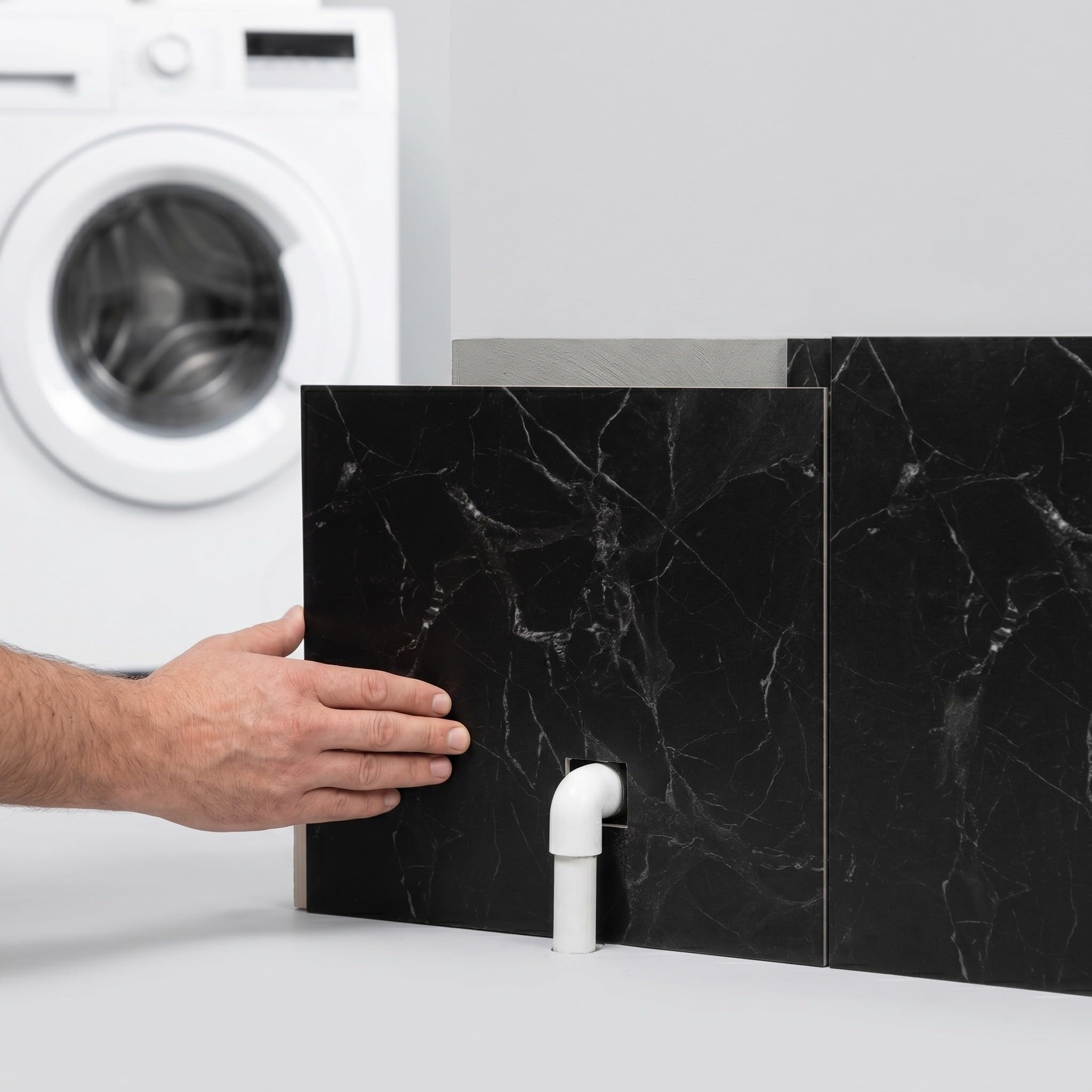 Veemoon 20 Pezzi Piastrelle Adesive in Pvc Effetto Marmo Nero 30x30 Cm Spessore 1,5mm Impermeabili e Resistenti per Pavimenti, per Ingressi e Lavanderie, Superficie Rinforzata