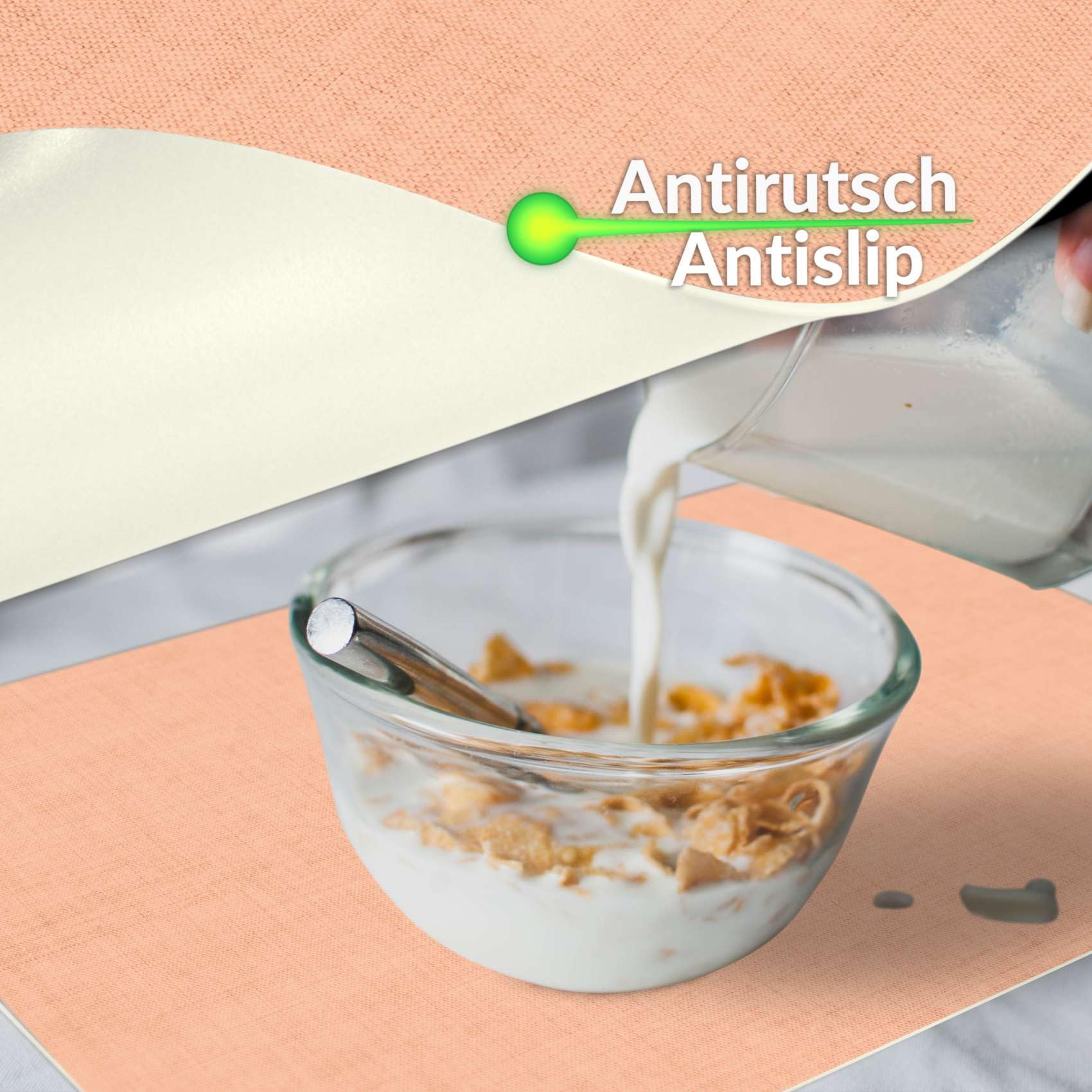 ANRO Platzset Pfirsich in Leinenoptik 30x45 cm – 6er Set, abwaschbar