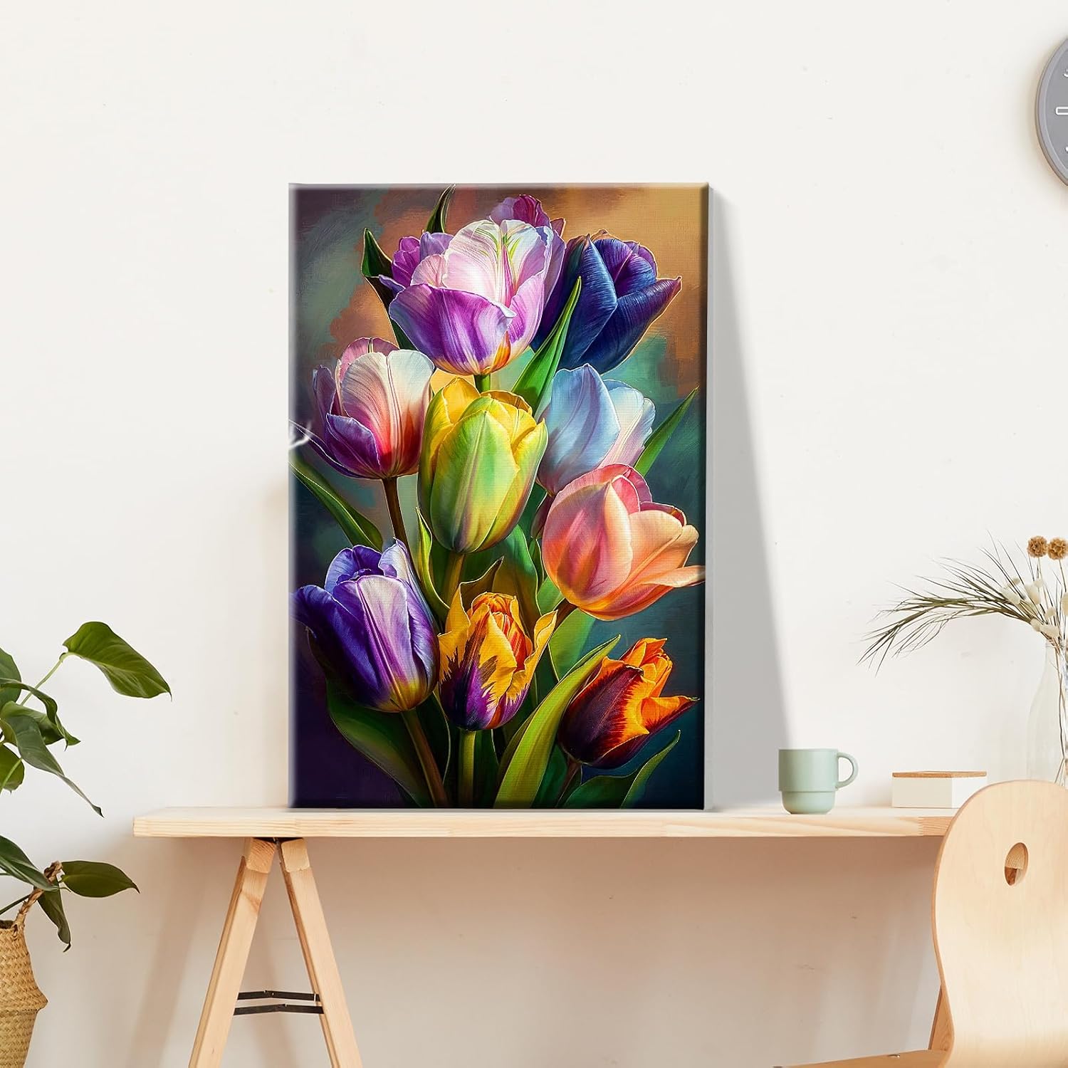 JOOZ Paint by Numbers Kit for Adults Flowers Paint by Number with Frame Floral Paint by Number with Easel Tulip Digital Oil Painting Kits for Gift Home Wall Decor 7.87x11.81 Inch image 2
